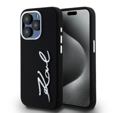 Karl Lagerfeld Silicone Metal Script Logo tok iPhone 15 Pro - fekete tok és táska