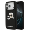 Karl Lagerfeld Telefontok iPhone 17 Pro - Karl Lagerfeld és Choupette Head - MagSafe kompatibilis fekete hátlap tok