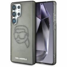 Karl Lagerfeld tok strasszokkal, Karl fej logóval, Samsung Galaxy S25 Ultra fekete tok és táska