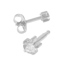 Karmos foglalatú - natúr szín - crystal 4mm (104) fülbevaló