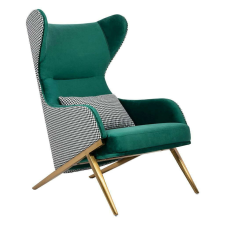 Karosszék HAMPTON VELVET sötétzöld szövet pepet fehér és fekete bútor