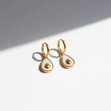 KÁRPÁTHY ékszer Avokádó fülbevaló, aranyozott fülbevaló