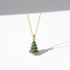 KÁRPÁTHY ékszer Csillogó Karácsonyfa nyaklánc– aranyozott nyaklánc