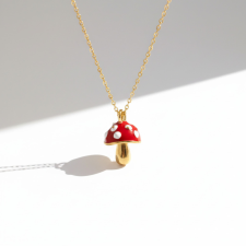 KÁRPÁTHY ékszer DIY Gomba nyaklánc - piros, aranyozott nyaklánc