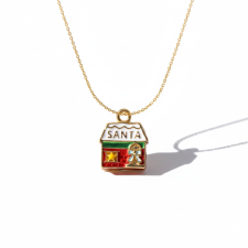 KÁRPÁTHY ékszer DIY Mikulás háza nyaklánc - aranyozott, zománcozott nyaklánc