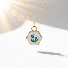 KÁRPÁTHY ékszer DIY Virág olajfestmény nyaklánc, aranyozott nyaklánc