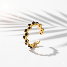 KÁRPÁTHY ékszer Midnight Dots aranyozott gyűrű, fekete gyűrű