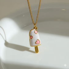 KÁRPÁTHY ékszer Pálcikás jégkrém aranyozott nyaklánc, rózsaszín nyaklánc