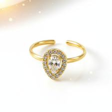 KÁRPÁTHY ékszer QUEEN csepp gyűrű - hókristály, aranyozott gyűrű