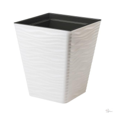  Kaspó SAHARA szögletes ültetõ betéttel 30 mûanyag 29x33 cm fehér dekorációs kellék