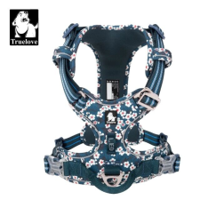  Kedvtelésből tartott kutya hám, állítható mellény, virágmintás, Szászblue, XL nyakörv, póráz, hám kutyáknak