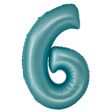  Kék 6-os Light Blue Mat szám fólia lufi 76 cm party kellék