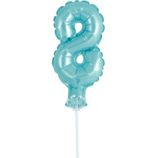 Kék 8-as Light Blue szám fólia lufi tortára 13 cm party kellék