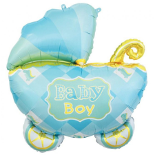 Kék babakocsi Carriage Blue fólia lufi 60 cm party kellék