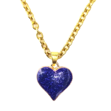  Kék csillogó szív gyerek nyaklánc medállal nyaklánc
