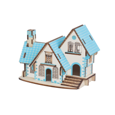  Kék fa 3D puzzle ház puzzle, kirakós