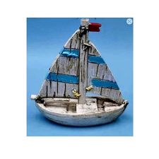  Kék-fehér vitorláshajó, mérete: 95x105x30 mm dekorációs kellék