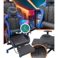  Kék Gamer Fotel Beépített Masszázzsfunkcióval és Kihúzható Lábtartóval forgószék