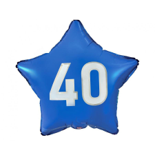  Kék Happy Birthday 40 Blue csillag fólia lufi 44 cm party kellék