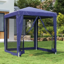  Kék HDPE rendezvénysátor 4 hálós oldalfallal 2 x 2 m kerti tárolás