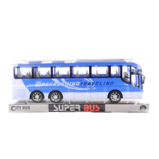 Kék lendkerekes busz autópálya és játékautó