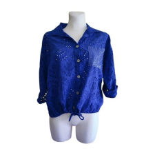  Kék madeira mintás női blúz (méret: L) blúz