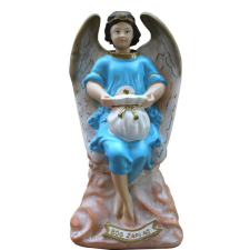 Kék ruhás angyal figura 38cm karácsonyi dekoráció