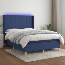  kék szövet rugós és LED-es ágy matraccal 140x200 cm ágy és ágykellék