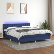  kék szövet rugós és LED-es ágy matraccal 160x200 cm ágy és ágykellék