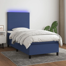  kék szövet rugós és LED-es ágy matraccal 80 x 200 cm ágy és ágykellék