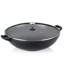 Kela Calido Wok fedővel 36 cm fekete öntöttvas edény
