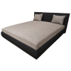  Kendra franciaágy led világítással és párnával Fekete textilbőr - sötét bézs szövet, 180x200 cm, Ortopéd 12 cm-es szivacsos