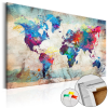  Kép parafán - World Map: Colourful Madness [Cork Map] Parafa világtérkép - vászonkép 120x80