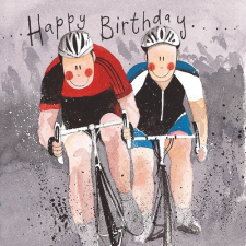  Képeslap Alex Clark borítékkal, 14x14 cm, Kerékpározós HBD képeslap