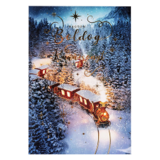  Képeslap - karácsonyi (vonat, havas táj) fajáték