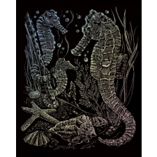 Képkarcoló készlet karctűvel - 20x25 cm - Holografikus - Tengeri csikó kreatív és készségfejlesztő