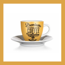  Kerámia csésze, csészealjjal FRESH MORNING COFFEE 90ml, arany 60325052 bögrék, csészék