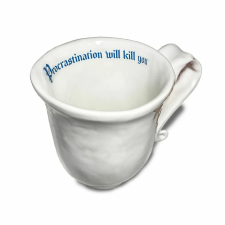 Kerámia csésze, Incartato Ceramics, Procrastination, 350 ml, fehér bögrék, csészék