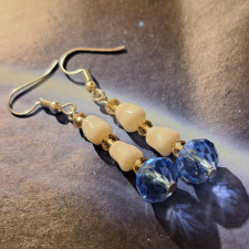  Kerámia és kristály fülbevaló 4 cm-es fülbevaló