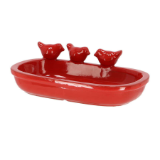 Kerámia madáritató és etető tál, 29 cm, piros (TR047-P) etető, itató madaraknak