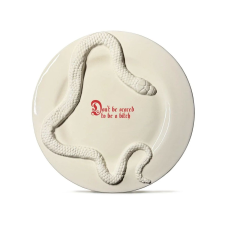 Kerámia tányér, Incartato Ceramics, Ne félj, Ø 28 cm, elefántcsont tányér és evőeszköz