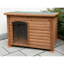 Kerbl Dog House With Terrace Szigetelt Fa Kutyaház 113X81X83 Cm (82397) szállítóbox, fekhely kutyáknak