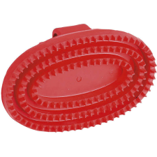 Kerbl ovális lóvakaró kézpánttal (150 x 105 mm | Piros) lovaglás
