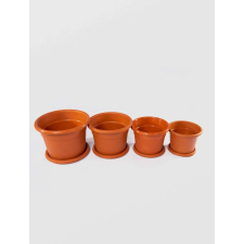 Kerek edény tálcával és Mercaton® modellel, műanyag, barna, 23×18 cm kerti tárolás