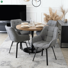  Kerek Étkezőasztal Dió/Fekete Színben. LINO 100 cm bútor