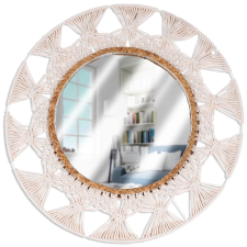  Kerek, falra szerelhető tükör 55 cm boho makramé kerettel bútor