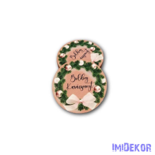  Kerek karácsonyi 7cm 5db/csomag - Boldog karácsonyt rosegold díszes dekorációs kellék