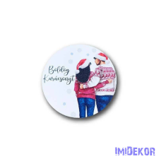  Kerek karácsonyi 9,5cm - Szerelmes páros dekorációs kellék