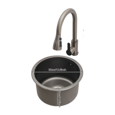  Kerek konyhai mosogató, rozsdamentes acél építés, helytakarékos kialakítás, Ezüst mosogatótálca