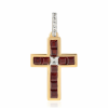  Kereszt Arannyal Bevont Ezüst Medál Barton Gránáttal és Fehér Topázzal, ROS246